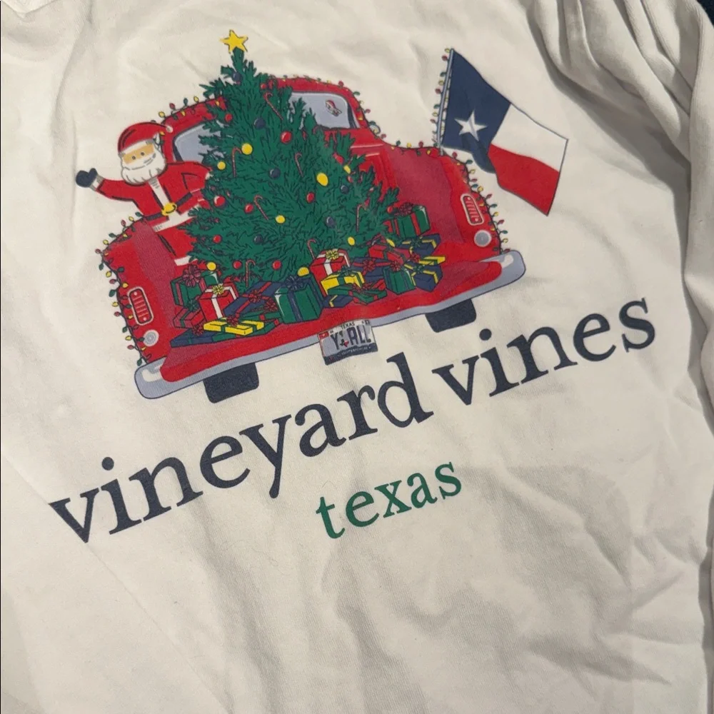 Vineyard Vines Kids White Long Sleeve Tee Christmas Texas Theme 100% cotton (LR)